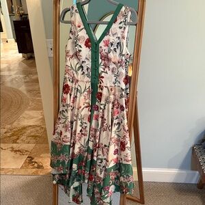 Maggy London Floral High Low Dress in Green and White
